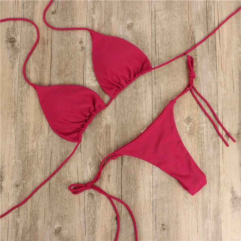 Brazilian push-up bikini set with padded bra and thong